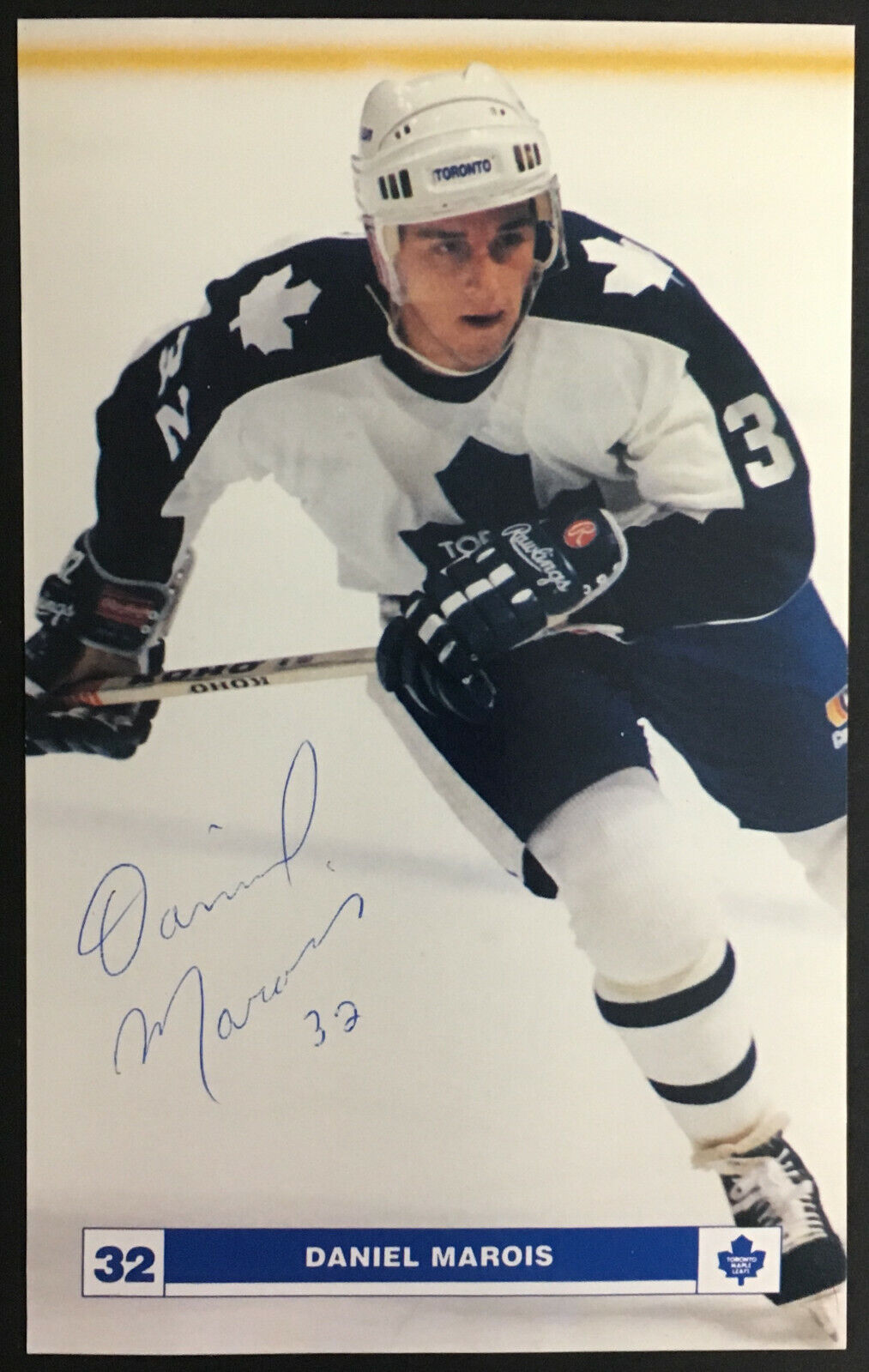 1988 Daniel Marois Autographed NHL Hockey Toronto Maple Leafs Postcard Signed