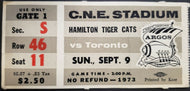 1973 C.N.E. Stadium Hamilton Tiger Cats vs Toronto Argonauts CFL Football Ticket