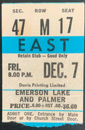 1973 Emerson Lake & Palmer Maple Leaf Gardens VTG Concert Ticket Toronto