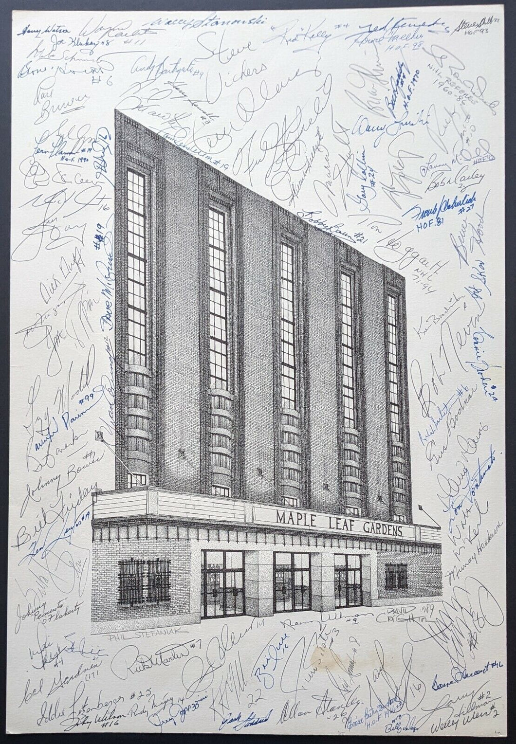 Maple Leaf Gardens Print Autographed Signed by 25+ Hockey HOFers Toronto NHL VTG