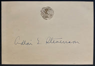 Illinois Governor Adlai Stevenson Autographed Index Card Signed Cut USA Vintage