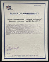 Load image into Gallery viewer, 1977 Letter Signed Tommy Douglas Canada's Health Care Pioneer Political JSA LOA
