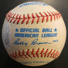 Load image into Gallery viewer, Bob Lemon Signed Bobby Brown Baseball Autographed MLB Cleveland Indians HOF JSA
