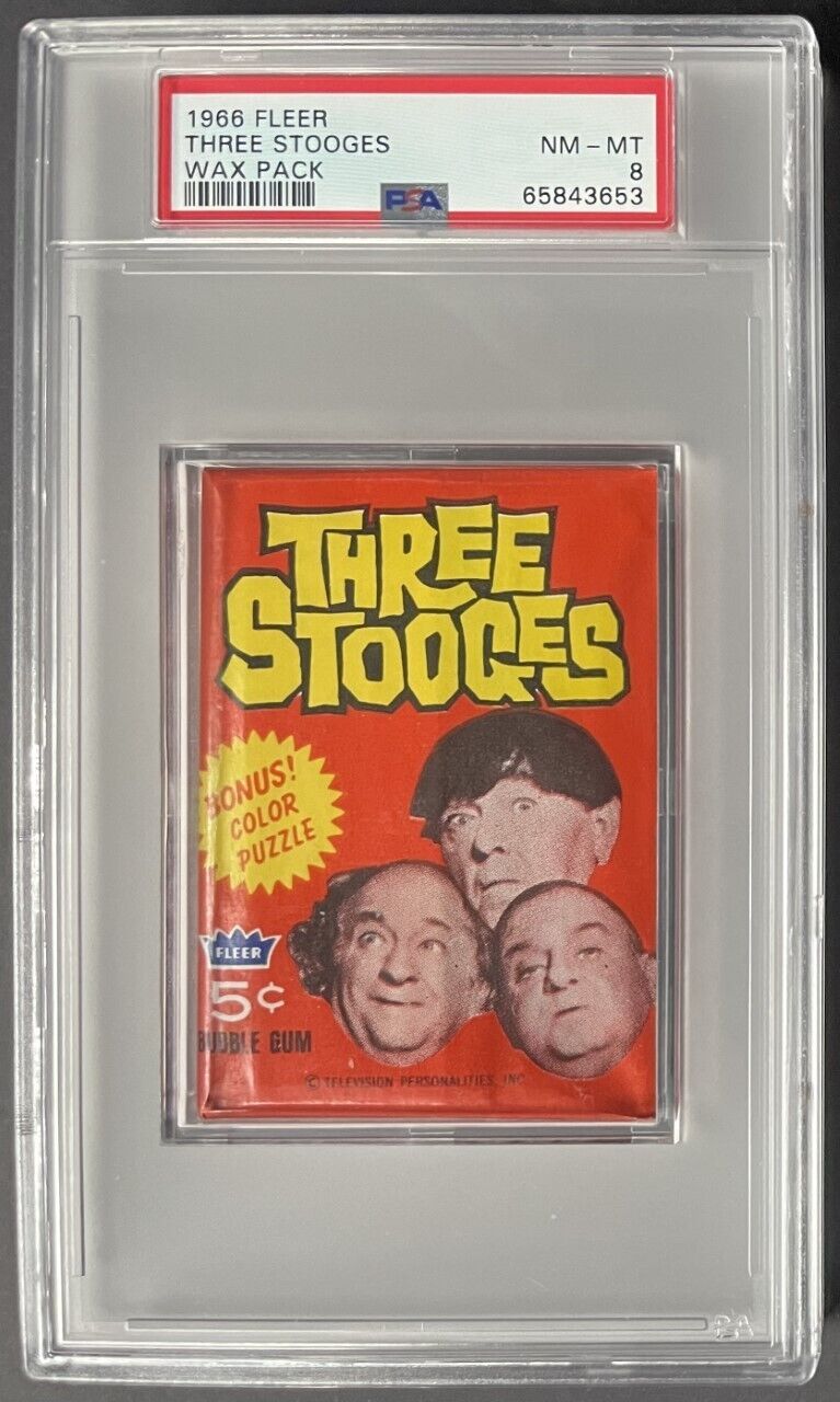 1966 Fleer Three Stooges Unopened Wax Pack Cards PSA NM-MT 8
