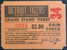Load image into Gallery viewer, 1968 Detroit Tigers Grand Stand Ticket Stub Tiger Stadium MLB Baseball Vintage
