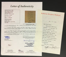 Load image into Gallery viewer, 1990 Katharine Hepburn Actress Typed Signed Note Personal Letterhead JSA LOA
