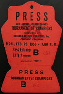 1953 Golden Gloves Boxing Tournament Press Pass Chicago Stadium