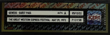 Load image into Gallery viewer, 1972 Genesis Guest Pass The Great Western Express Festival Vintage Music
