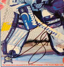 Load image into Gallery viewer, 1999 Maple Leaf Gardens Curtis Joseph Autographed Toronto Sun Promo Photo NHL
