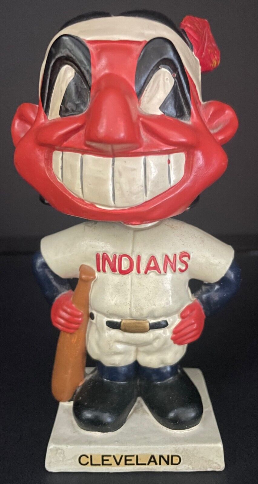 1960s Cleveland Indians White Square Base Chief Wahoo Bobblehead