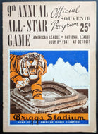 1941 MLB All-Star Game Program Detroit Briggs Stadium Ted Williams Walk-Off MLB