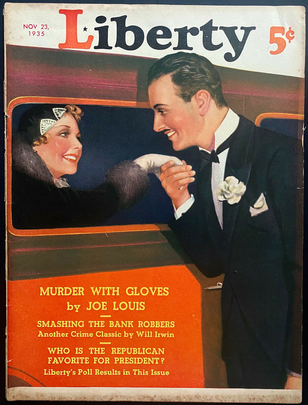 1935 Liberty Magazine Young Boxing Star Joe Louis Featured Article Vintage