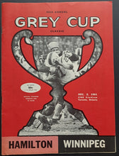 Load image into Gallery viewer, 1961 Grey Cup Program CFL Football Exhibition Stadium Hamilton vs Winnipeg
