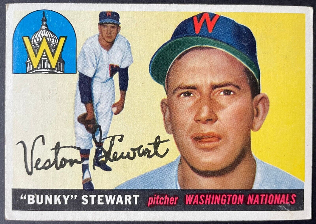 1955 Topps Baseball #136 Bunky Stewart Washington Nationals Vintage MLB Card