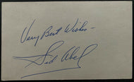 Signed NHL Detroit Red Wings Hall Of Famer Sid Abel Autographed Index Card LOA