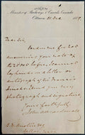 1889 John A MacDonald Signed Handwritten Letter Canada's 1st Prime Minister JSA