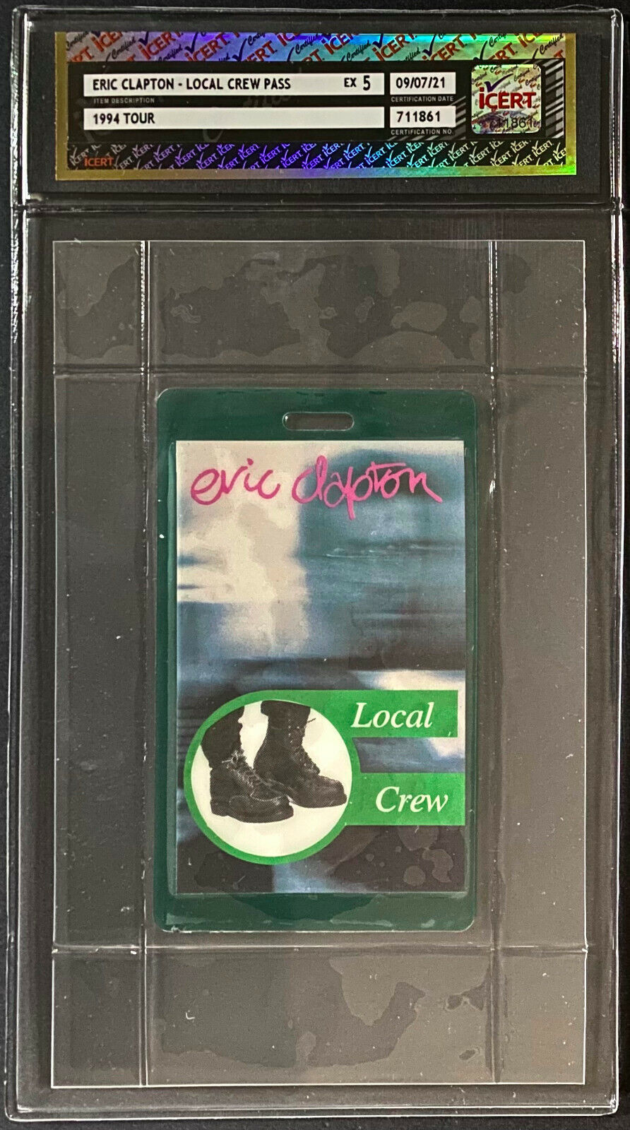 1994 Eric Clapton Local Crew Concert Pass 94 Tour Backstage Pass iCert 5