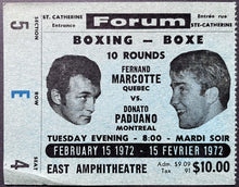 Load image into Gallery viewer, 1972 Montreal Forum Boxing Ticket Fernand Marcotte vs Donato Paduano Vintage
