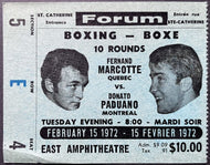1972 Montreal Forum Boxing Ticket Fernand Marcotte vs Donato Paduano Vintage