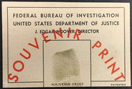 1930s Souvenir Fingerprint Card FBI History J Edgar Hoover Novelty Item
