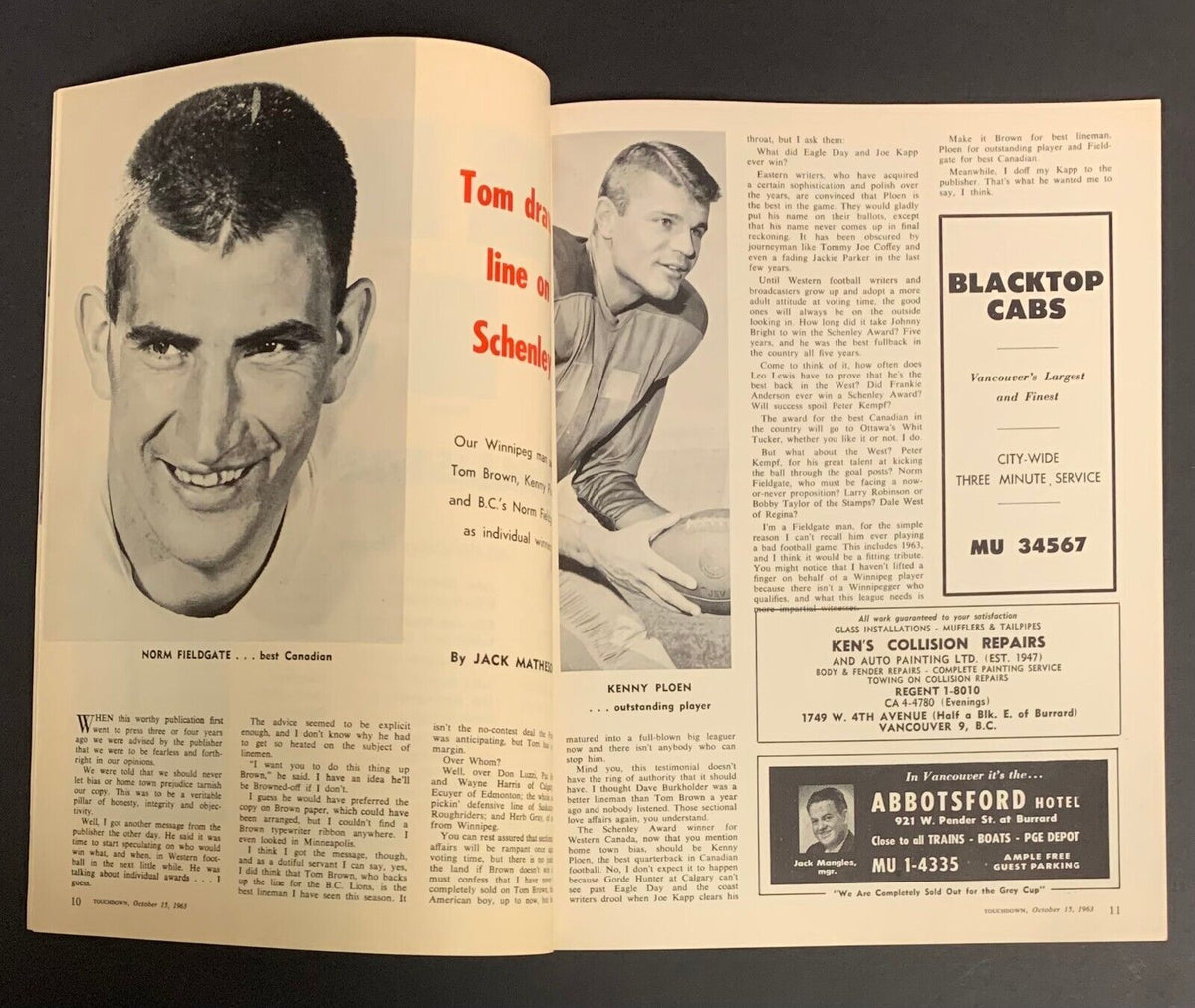 Touchdown Magazine Germany 1963 Canadian Football League Magazine Touchdown Vintage Canada Sports ...