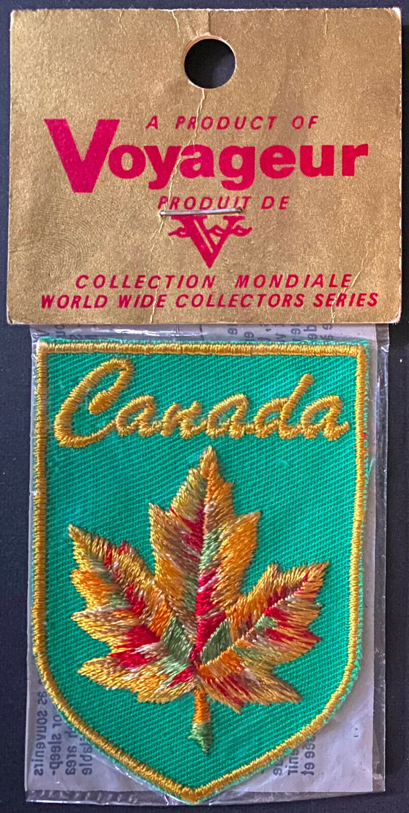 1960's Canada Maple Leaf Patch Voyageur Crest New Old Stock Original Package