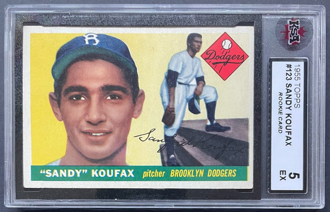 1955 Topps #123 Sandy Koufax Brooklyn Dodgers Baseball MLB Card KSA EX 5