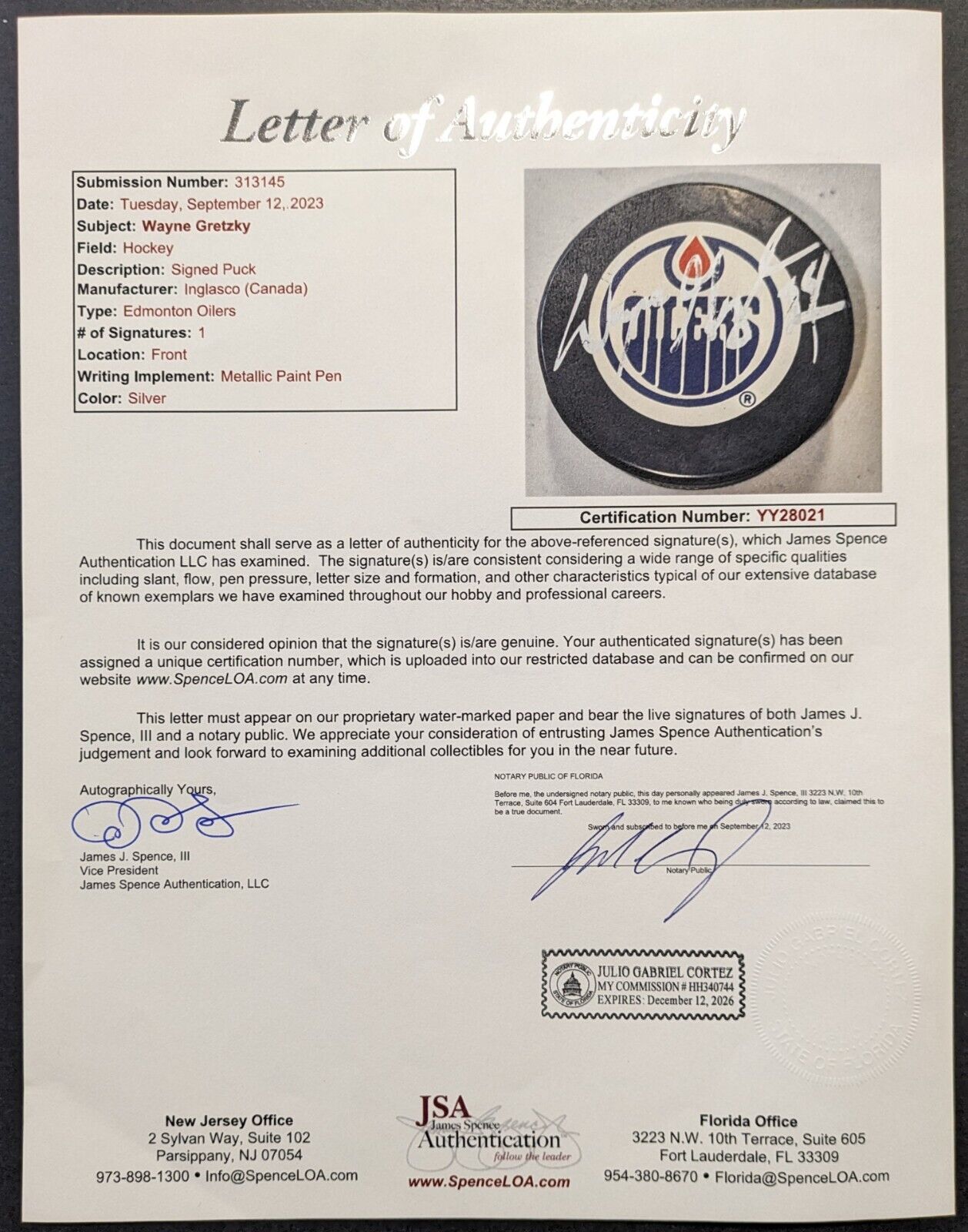 Wayne Gretzky Autograph Authentication