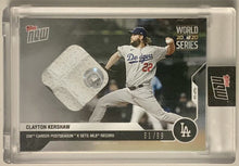 Load image into Gallery viewer, 2020 Topps Now World Series Record Clayton Kershaw Game Used Base Relic 61/99
