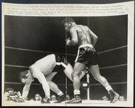 1961 Vintage Boxing Press Photo Floyd Patterson Knocks Out Ingemar Johansson