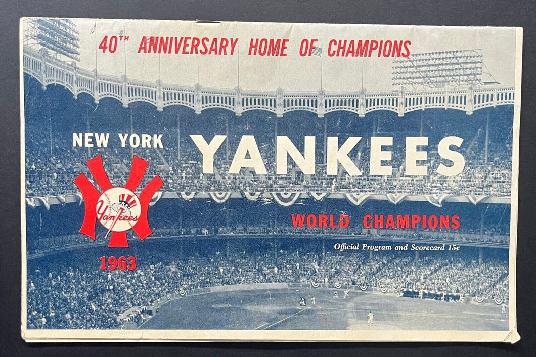 1963 Yankee Stadium MLB Baseball Season Opening Program Yankees vs Baltimore