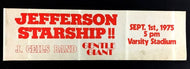 1975 J Geils Band Jefferson Starship Bumper Sticker Varsity Stadium Toronto VTG
