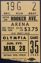 Load image into Gallery viewer, 1965 Historic Detroit Red Wings vs Maple Leafs NHL Ticket Vezina Trophy Race
