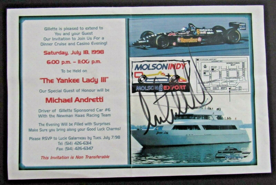 1998 Racing Driver Michael Andretti Autographed Molson Indy Party Invite Signed