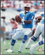 Warren Moon Autographed Football Photo Houston Oilers Signed JSA NFL Holo