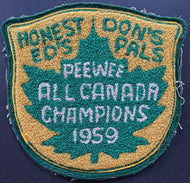 1959 Canadian Peewee Baseball Championship Patch Sponsor Honest Ed's Vintage