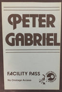 Peter Gabriel Concert Facility Pass Toronto Canada venue Music Rock Vintage