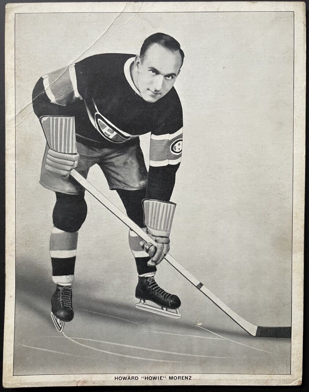 1933-34 World Wide Gum Ice Kings V357 Premium Photo Howie Morenz Canadiens Rare