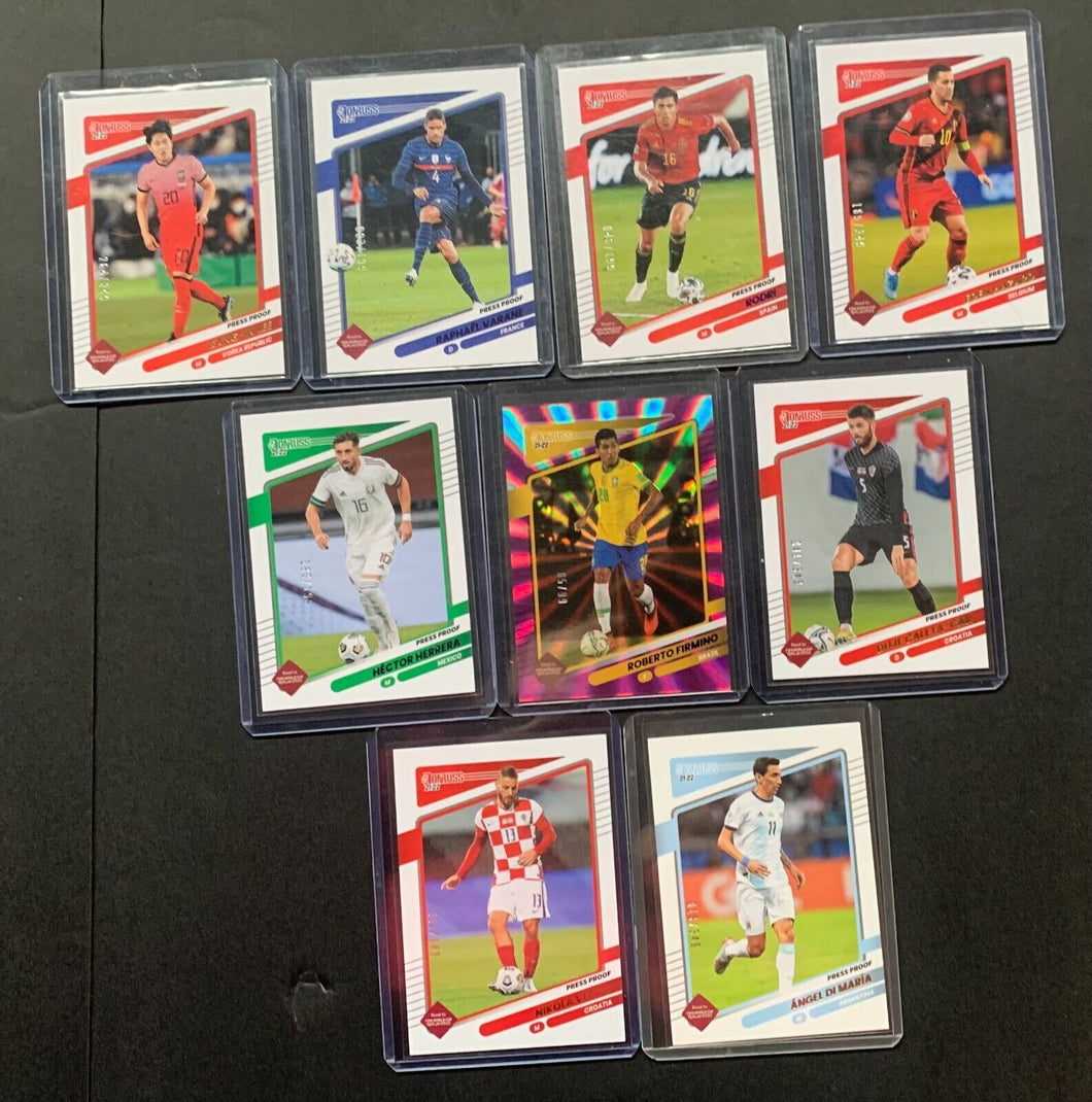 Lot of 9 Panini-Donruss Soccer Trading Cards Roberto Firmino Eden Hazard Futbol
