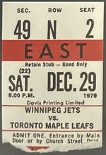 Load image into Gallery viewer, 1979 NHL Maple Leafs Ticket vs Winnipeg Lanny McDonald Traded Sittler Removes C
