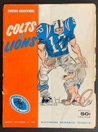 1959 NFL Football Program Baltimore Memorial Stadium Season Opener Colts v Lions