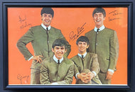 Beatles Vintage Framed Postcard Facsimile Autograph Paul Ringo George John Music