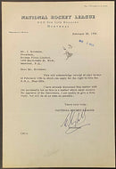 1956 NHL Autographed Letter Hockey President Clarence Campbell Signed Vintage