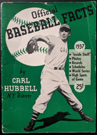 1937 Official Baseball Facts Carl Hubbell New York Giants Vintage Booklet