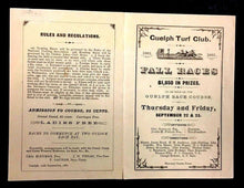 Load image into Gallery viewer, 1881 Guelph Ontario Horse Racing Program Canadian Rare Turf Club Hosted Queens
