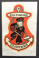 Vintage 1960's Baltimore Clippers Water Slide Decal AHL Hockey