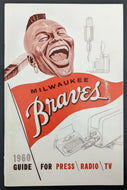 1960 Milwaukee Braves Media Guide Hank Aaron In Lineup Baseball MLB Vintage