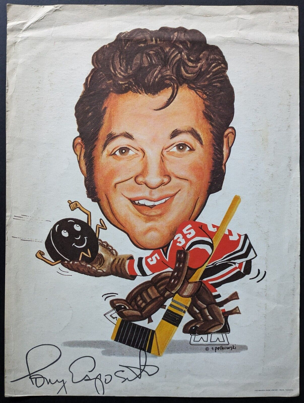Circa 1970 Tony Esposito Sporticatures by Pelkowski Chicago Blackhawks NHL