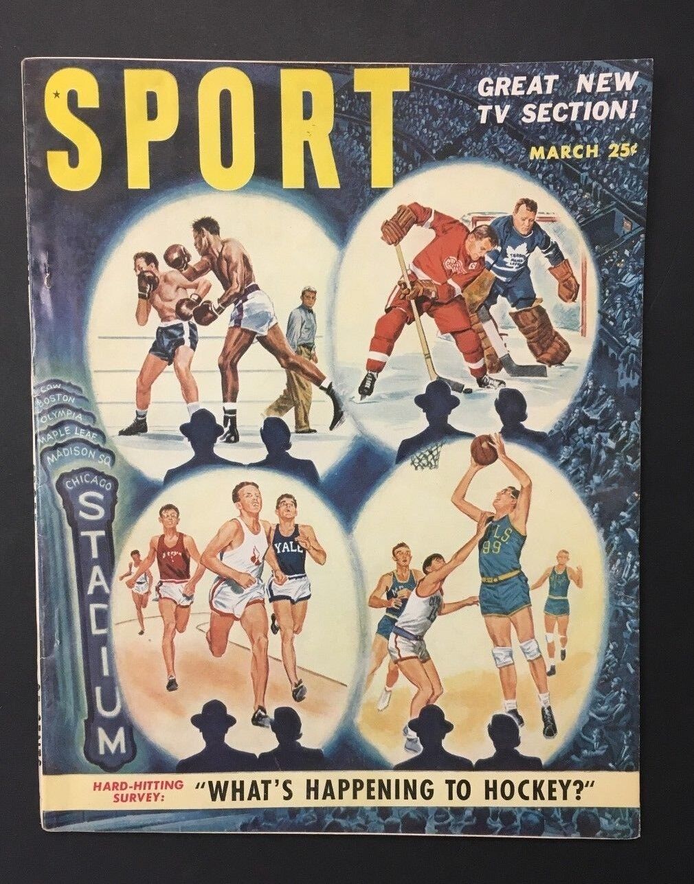 1951 Sport Magazine March Issue Original Art Whats Happening In Hockey NHL MLB