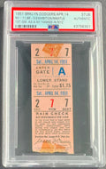 1951 Brooklyn Dodgers vs New York Ticket Mickey Mantle 1st Game As A Yankee PSA